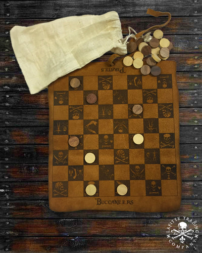 Pirate Flag Leather Checker Board