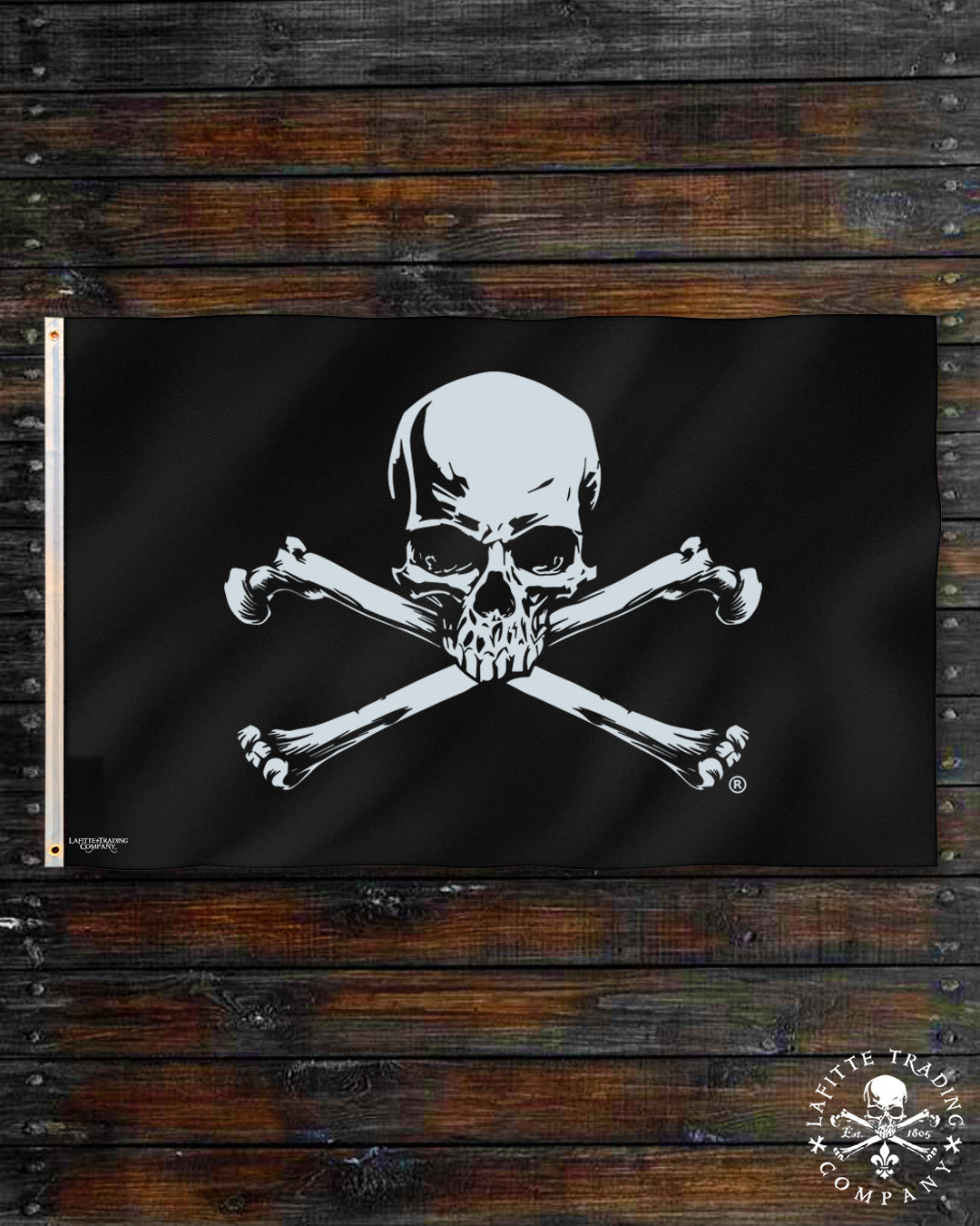 T-Shirt Uomo Teschio Pirata Jolly Roger - 100% Cotone 185gr - Bandiera Nera